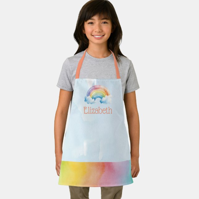 Delantal Personalizado niños acuarela Arcoiris Escuela de a (in situ)