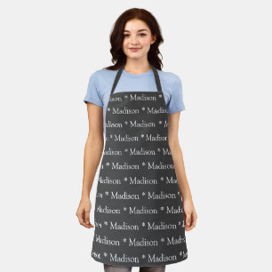 Delantal Personalizado nombre de carbón vegetal gris texto 