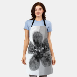 Delantal Personalizado Nombre de firma negro Floral Abstrac