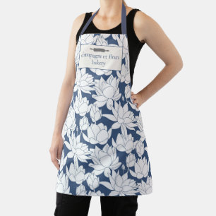 Delantal Personalizado nombre panadería azul Lotus chef o p