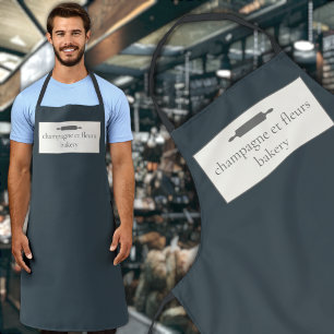 Delantal Personalizado Nombre Panadería Deep Midnight Blue
