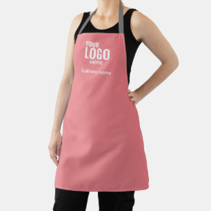 Delantal Personalizado Nombre Panadería Simple Rosa + Gris 