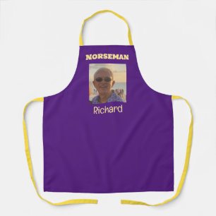 Delantal Personalizado Norseman Morado y Oro Foto Apron