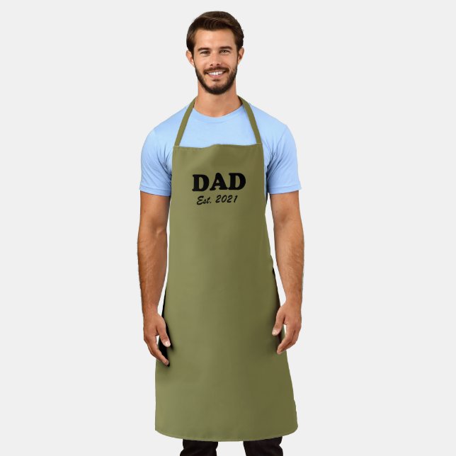 Delantal Personalizado papa khaki fecha sólida parrilla bbq (Gastado)