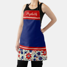 Delantal Personalizado para Mamá Rojo Blanco Azul