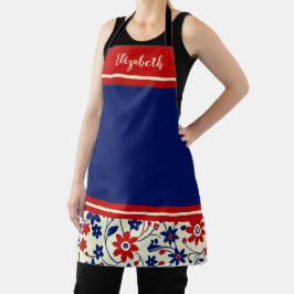 Delantal Personalizado para Mamá Rojo Blanco Azul