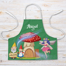 Delantal personalizado para niños de hada y gnomo