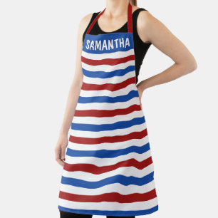 Delantal Personalizado Patriótico Rojo Blanco y Azul