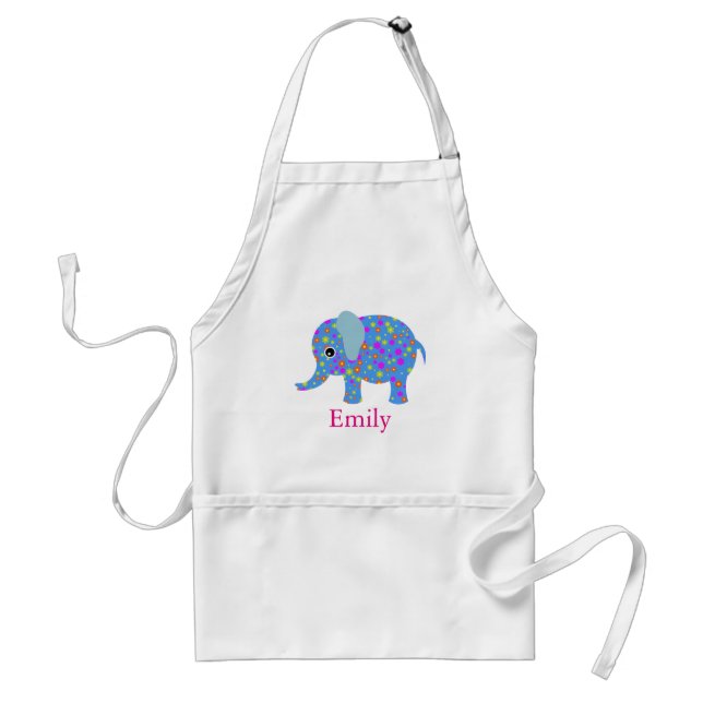 Delantal Personalizado personalizado elefante floral azul d (Frente)