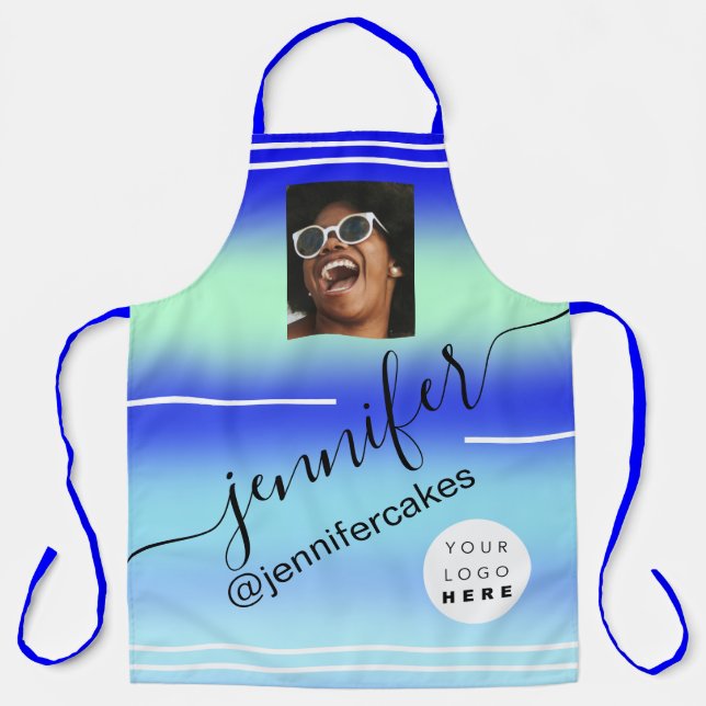 Delantal Personalizado Photo Logo Shop Restaurant Beach Poo (Anverso)