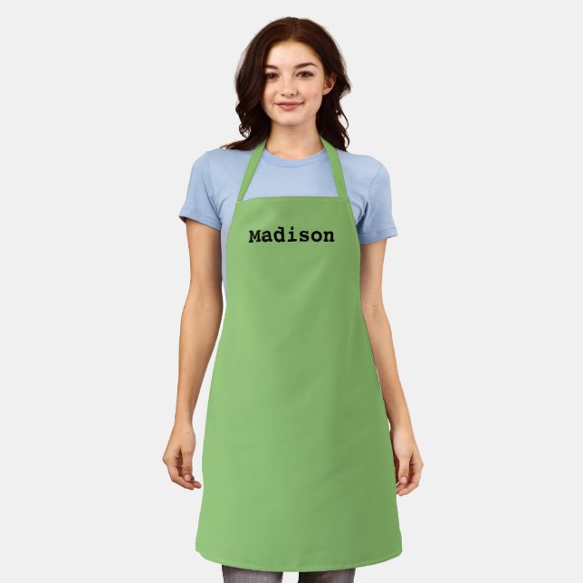 Delantal Personalizado pistachio nombre verde texto monogra (Gastado)