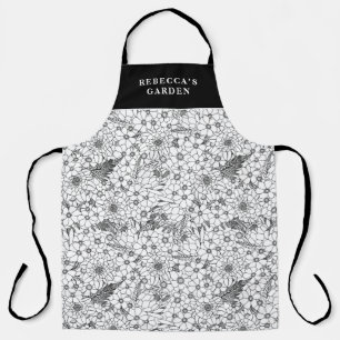 Delantal Personalizado Protea Negra Y Blanca Jardín De Flor