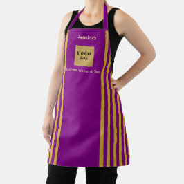 Delantal Personalizado Purple & Gold Stripe