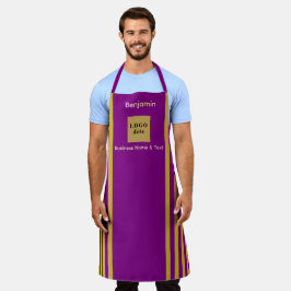 Delantal Personalizado Purple & Gold Stripe