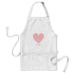 Delantal personalizado recorte rosado del corazón