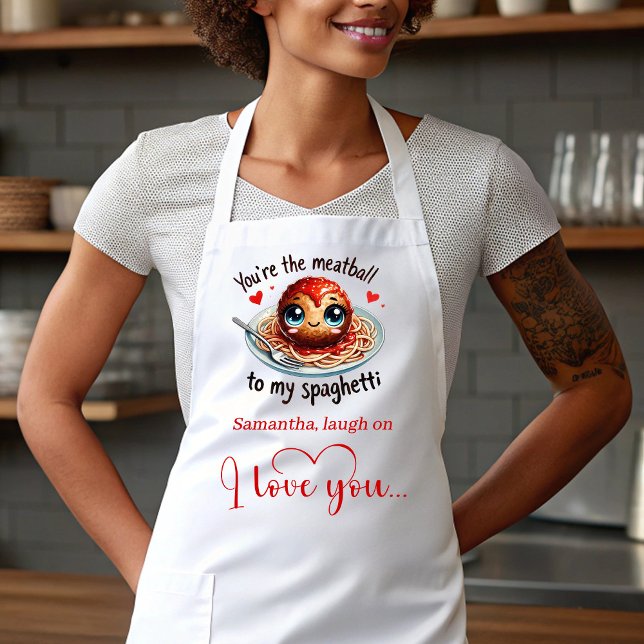 Delantal Personalizado Romántico Divertido Comida  (Romantic Funny Food Valentine Apron Personalized)