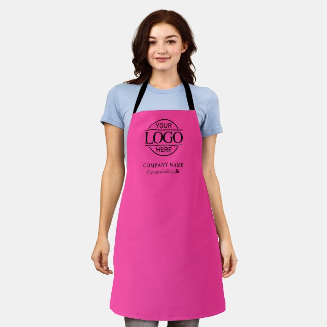 Delantal personalizado rosa con logotipo Uniforme  (Gastado)