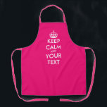 Delantal Personalizado rosa mantener la calma y llevar la c<br><div class="desc">Personalizado de color rosa neón mantener la calma y llevar a la cocina media Apron para hombres y mujeres. Plantilla moderna de tipografía con silueta de corona. Parones de cocina personalizados de cualquier color. Plantilla de moda con diseño de tipografía divertido. Añade tu propio nombre o cita humorística. Crea tu...</div>