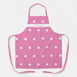 Delantal Personalizado Rosa y Blanco con Lunares
