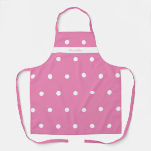 Delantal Personalizado Rosa y Blanco con Lunares