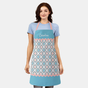 Delantal Personalizado Rubor Patrón de Ogeo Azul Turquesa