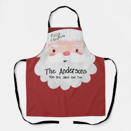 Delantal Personalizado Santa Claus Watercolor Feliz Navidad