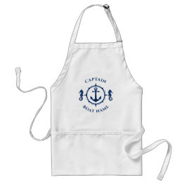 Delantal Personalizado Seahorse Nautical Anchor Naval Azul 