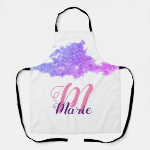 Delantal personalizado simple brillo púrpura rosa añádase s