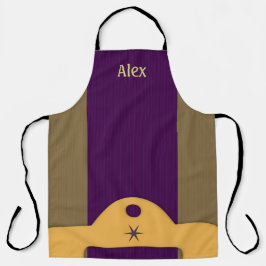 Delantal Personalizado Striped Royale púrpura y dorado