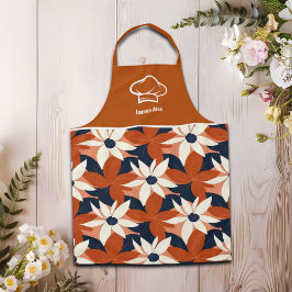 Delantal Personalizado Terracotta White Floral Elegante
