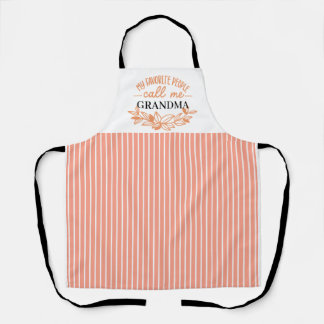 Delantal Personalizado Texto Abuela Peach Stripe Kitchen