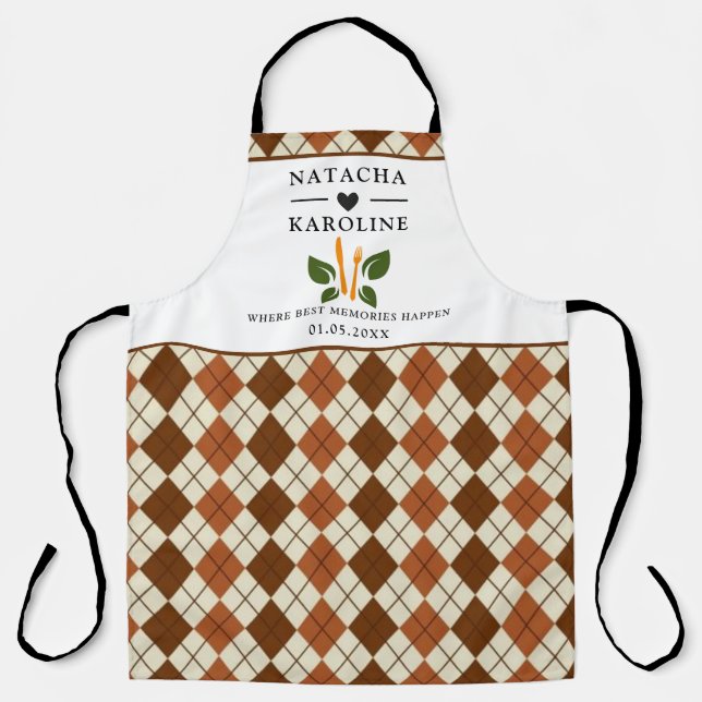 Delantal Personalizado Texto, acuarela Cocina (Anverso)