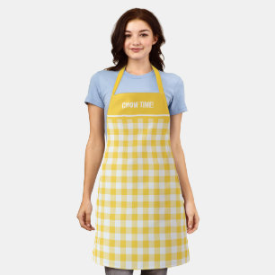 Delantal Personalizado Texto Amarillo y blanco Tapado en bú