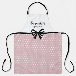 Delantal Personalizado Texto Polka Blanco Rosa Dots Diverti