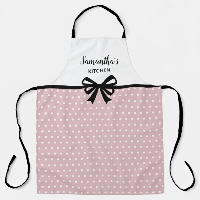 Delantal Personalizado Texto Polka Blanco Rosa Dots Diverti (Anverso)