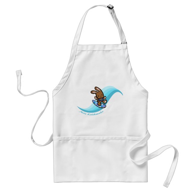 Delantal Personalizado Turq de los Bunny Bunny Surfing de H (Frente)