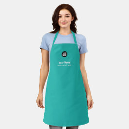 Delantal Personalizado Turquoise Nombre de empleado Apron