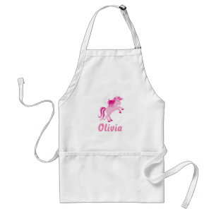 Delantal Personalizado. Unicornio con alas rosa