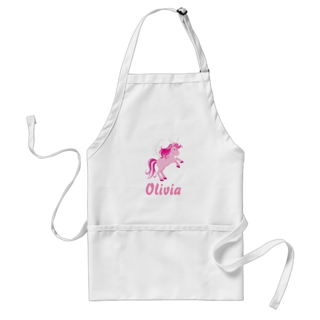 Delantal Personalizado. Unicornio con alas rosa (Frente)