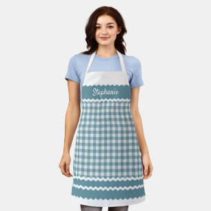 Delantal Personalizado Verde azulado Blue White Cottage Gin