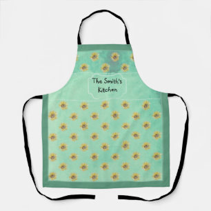 Delantal Personalizado Watercolor Sunflower Kitchen Apron