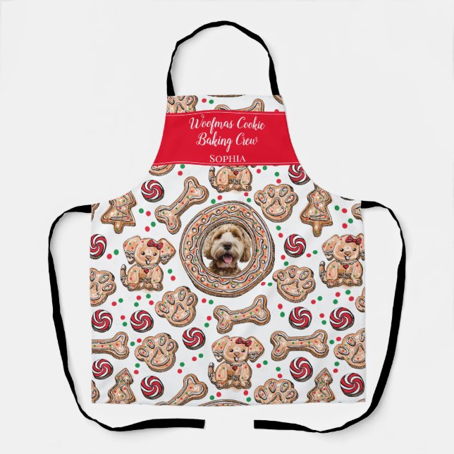 Delantal Personalizado Woofmas Cookie Baking Mascota Perro  (Anverso)