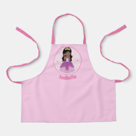 Delantal Personalizados rosados Chicas de princesa afroamer