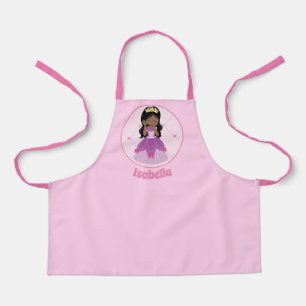 Delantal Personalizados rosados Chicas de princesa afroamer