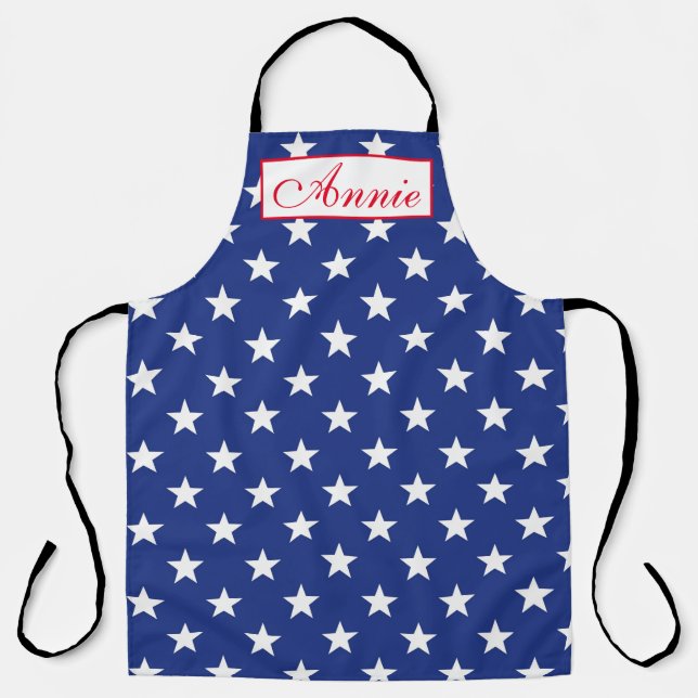 Delantal Personalizar Apron - White Stars Blue BG (Anverso)