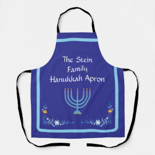 Delantal Personalizar Blue HANUKKAH Menorah