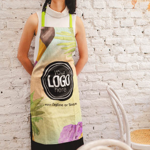 Delantal Personalizar el logotipo comercial helado acuarela