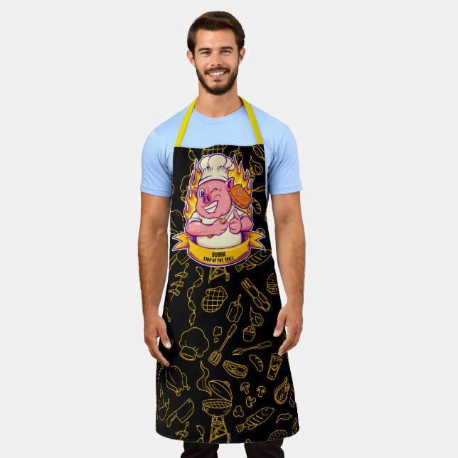 Delantal Personalizar Funny Barbecue Chef Hog Pig Grilling (Gastado)