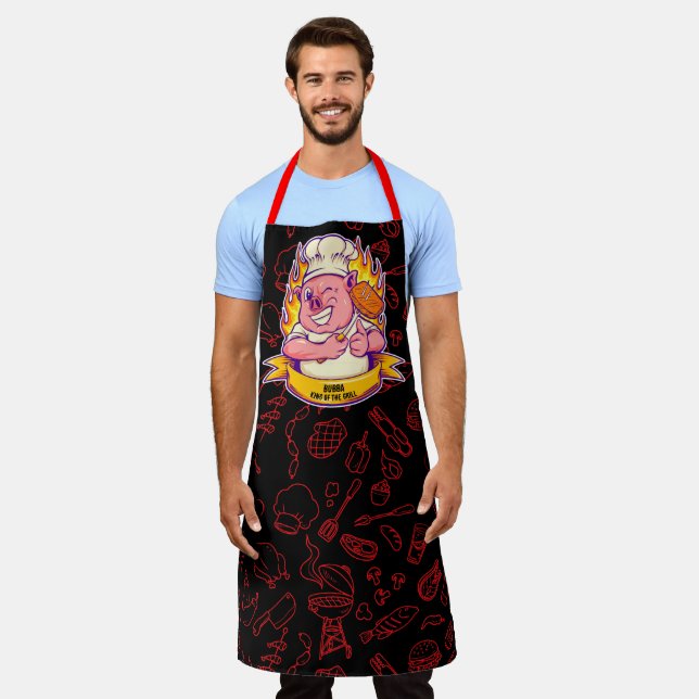 Delantal Personalizar Funny Barbecue Chef Hog Pig Grilling (Gastado)