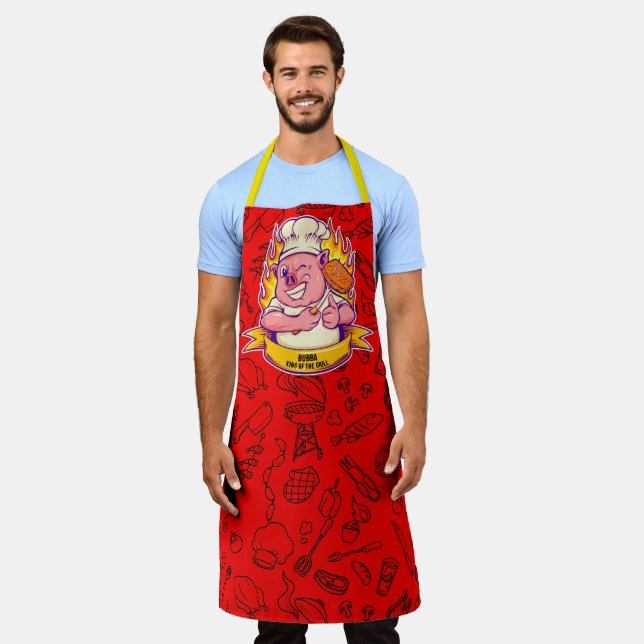 Delantal Personalizar Funny Barbecue Chef Hog Pig Grilling (Gastado)